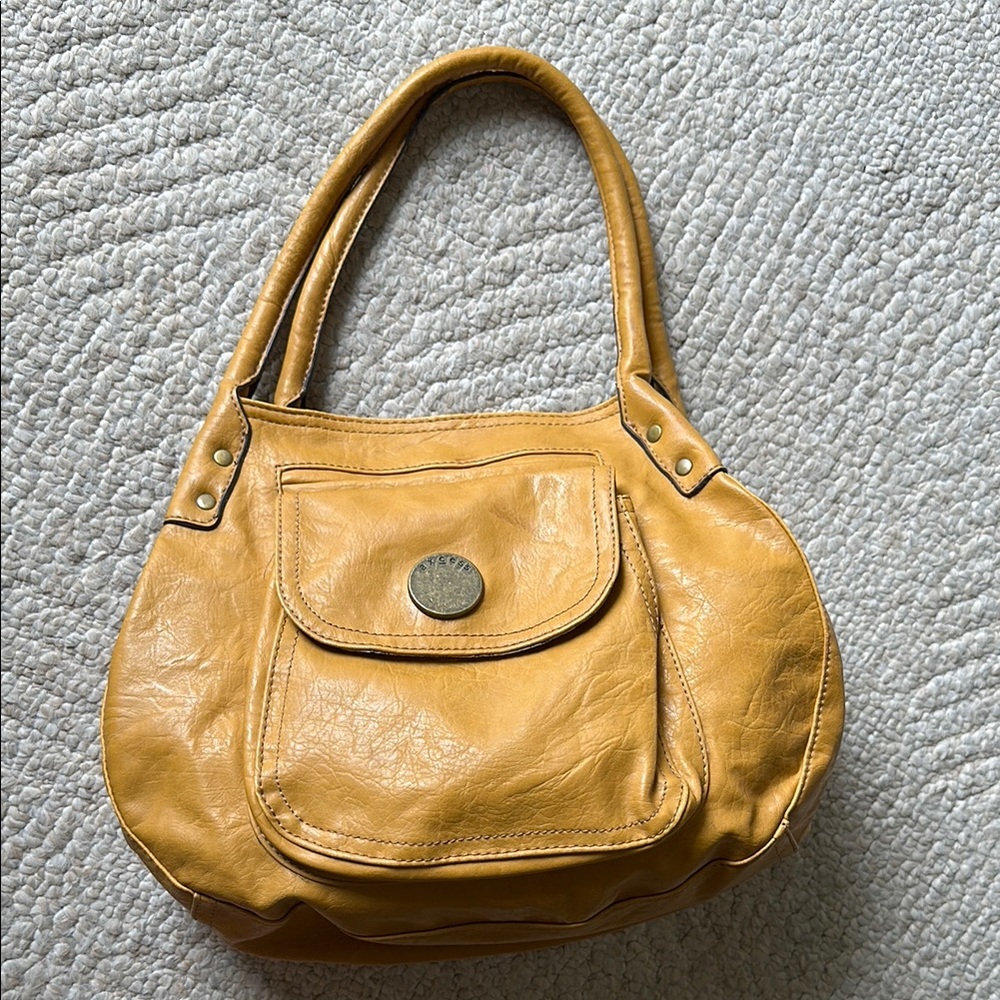Vintage Axcess by Liz Claiborne Shoulder Bag - Polyvinyl - Mustard Yellow